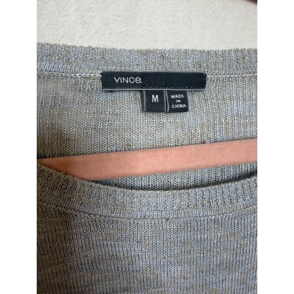 Vince Sweater M Part Linen Blue/Gray Lightweight Designer - Picture 5 of 6